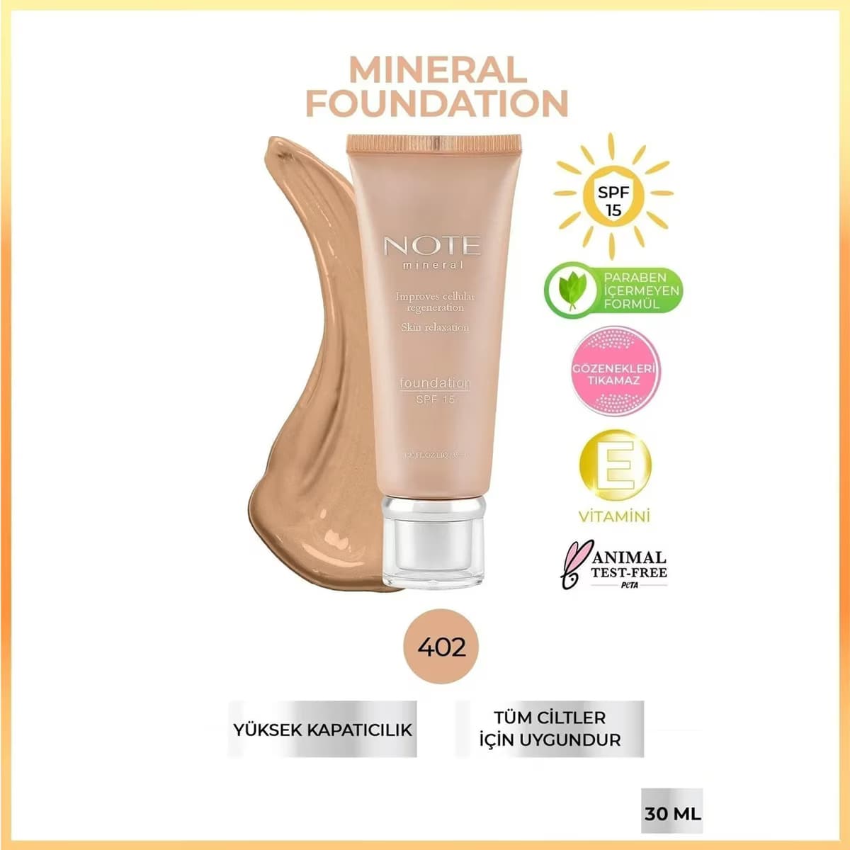Note Fondöten No:402 Mineral İçerikli 35 ml 3