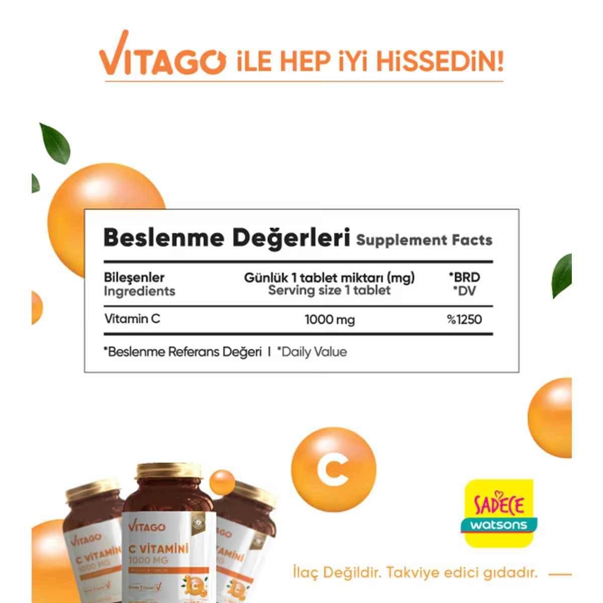 Vitago Vitamin C 1000 Mg Tablet 60'lı 3