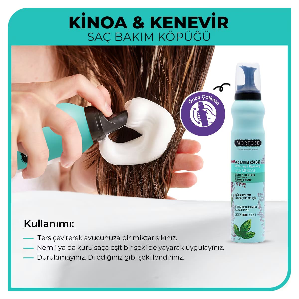 Morfose Saç Bakım Köpüğü Kinoa&Kenevir 200 ml 4