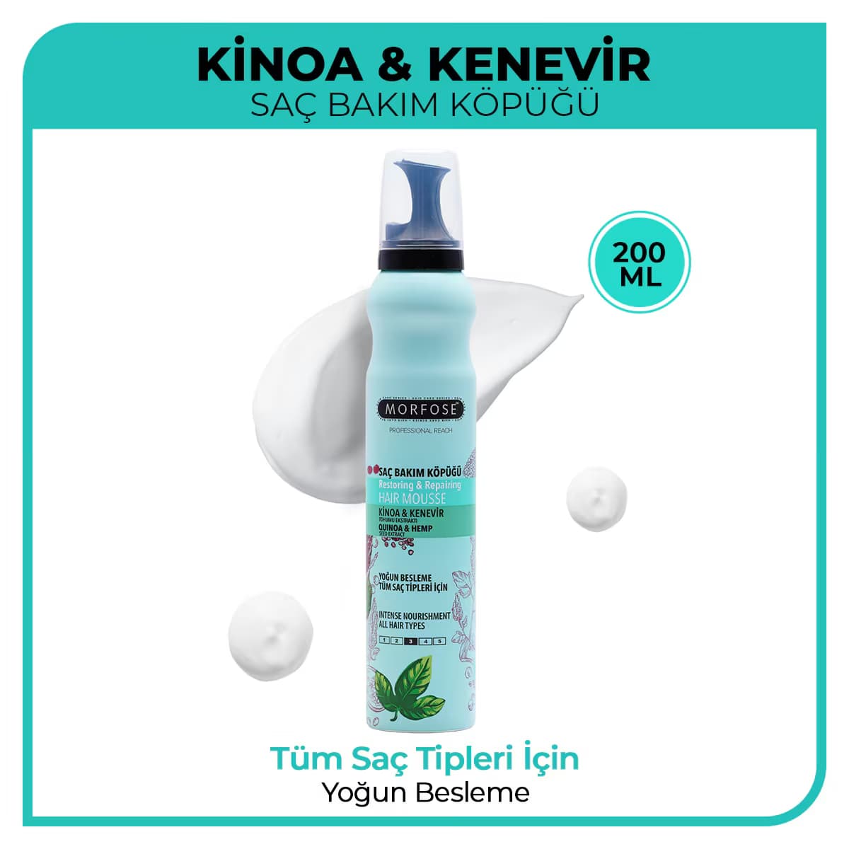 Morfose Saç Bakım Köpüğü Kinoa&Kenevir 200 ml