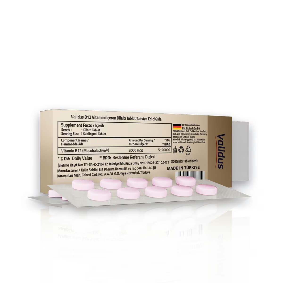 Validus Vitamin B12 Dil Altı Tablet 30 Adet 4