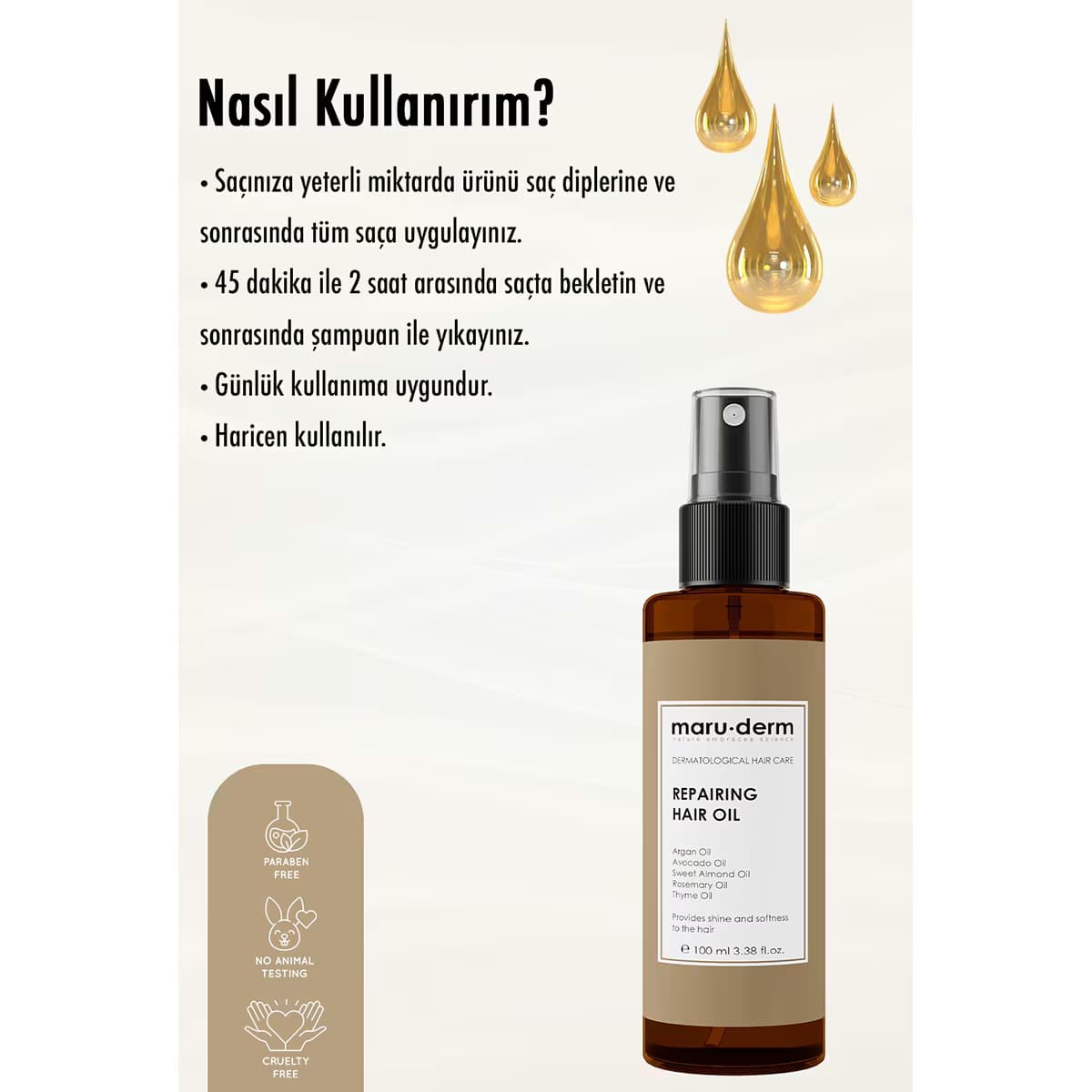 Maruderm Onarıcı Saç Yağı 100 ml 4