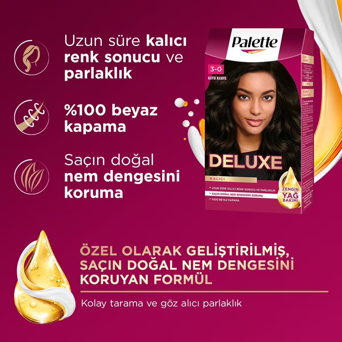 Palette Deluxe Saç Boyası 3-0 Koyu Kahve 3