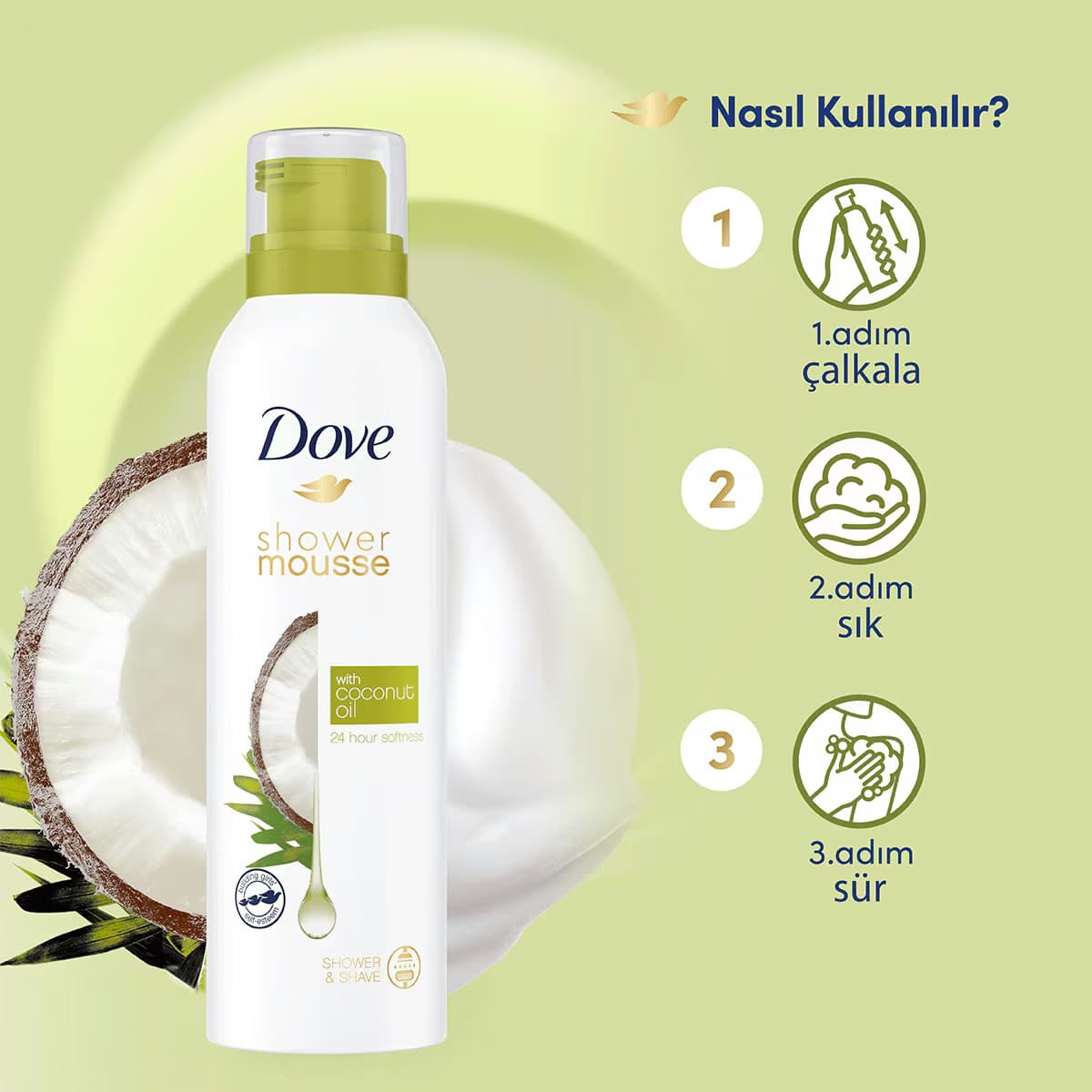Dove Coconut Oil Duş Köpüğü 200 ml 5