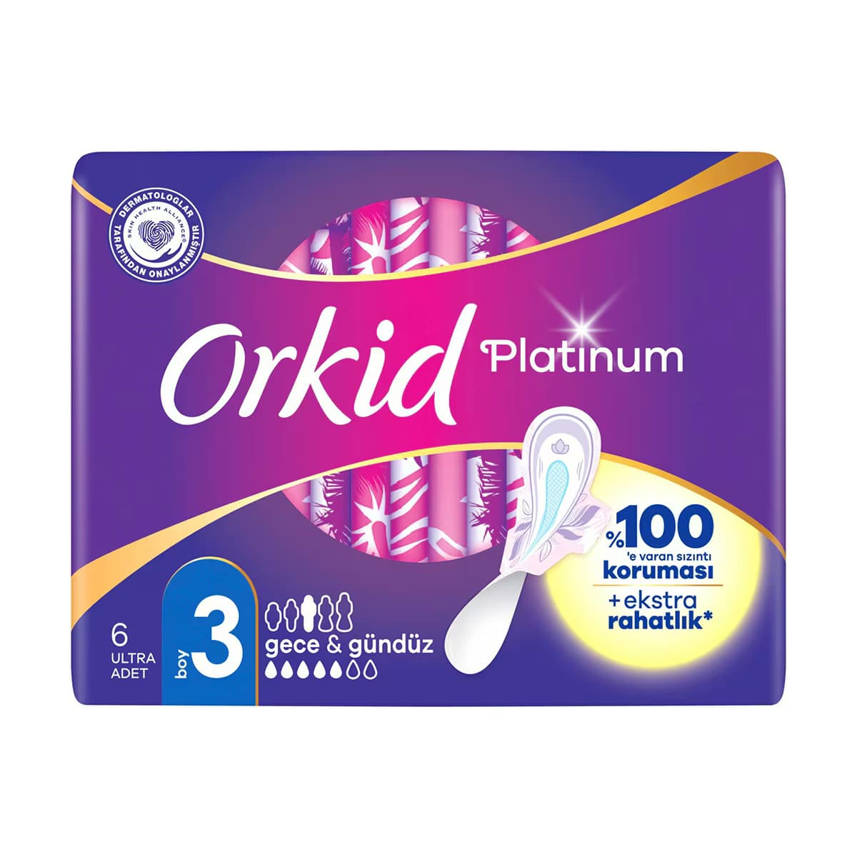 Orkid Platinum Hijyenik Ped Gece 6 Adet 2