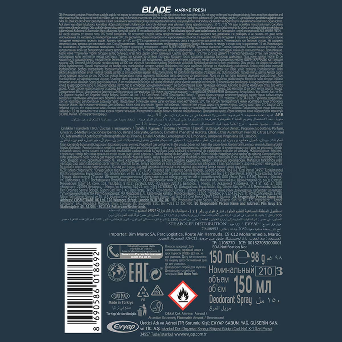 Blade Deodorant Marine Fresh 150 ml 2