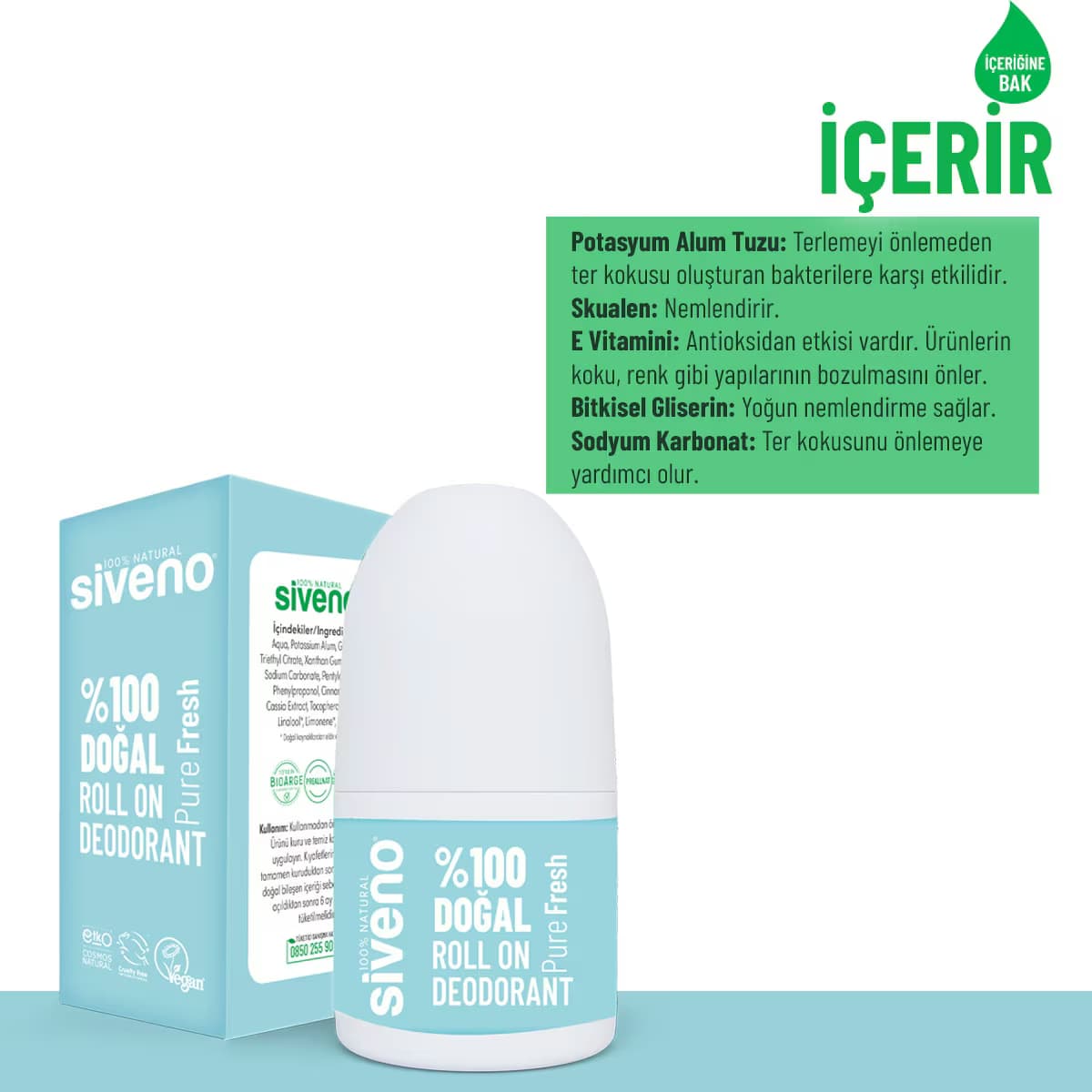 Siveno Doğal Roll On Pure Fresh 50 ml 3
