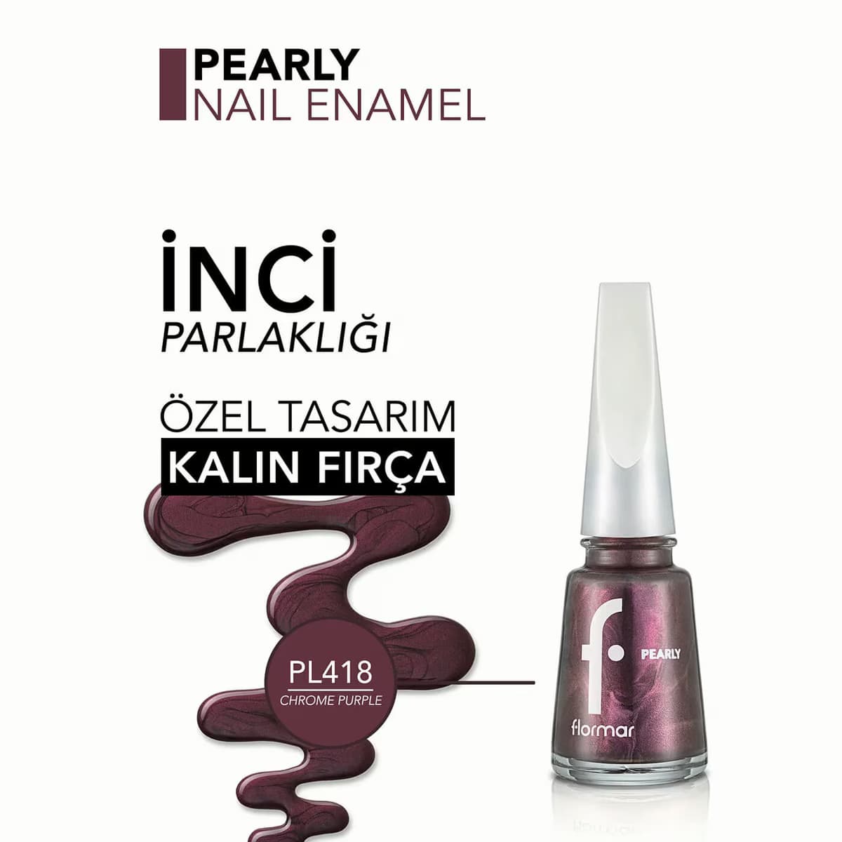 Flormar Oje Pearly PL418 Chrome Purple New 4