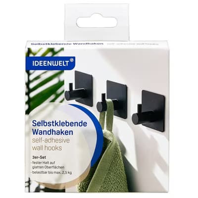 Ideenwelt Duvar Askısı Siyah 3'lü