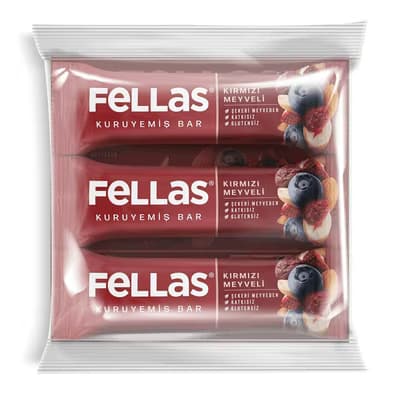 Fellas Kuruyemiş Bar Kırmızı Meyveli (30g) 3'lü