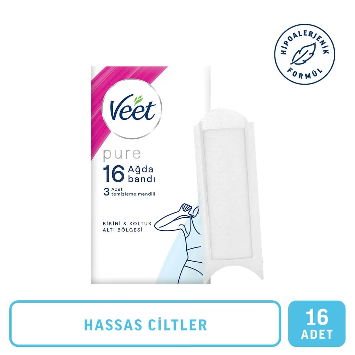 Veet Pure Ağda Bandı Bikini&Koltuk altı 16'lı 2