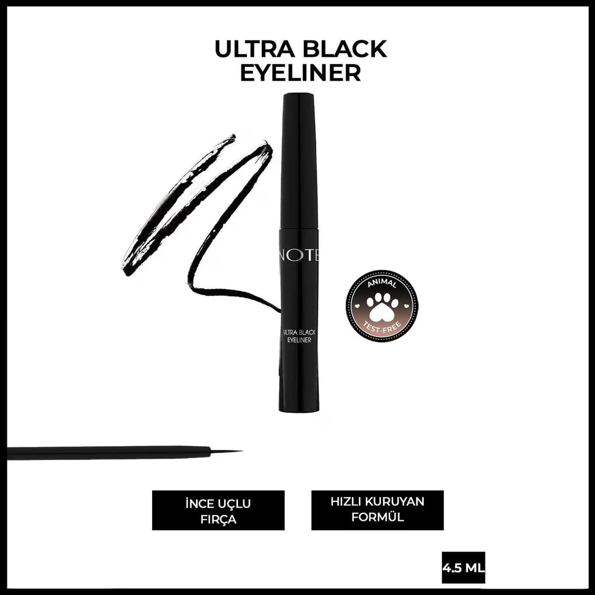 Note Eyeliner Kıl Fırça Uçlu Ultra Black 2