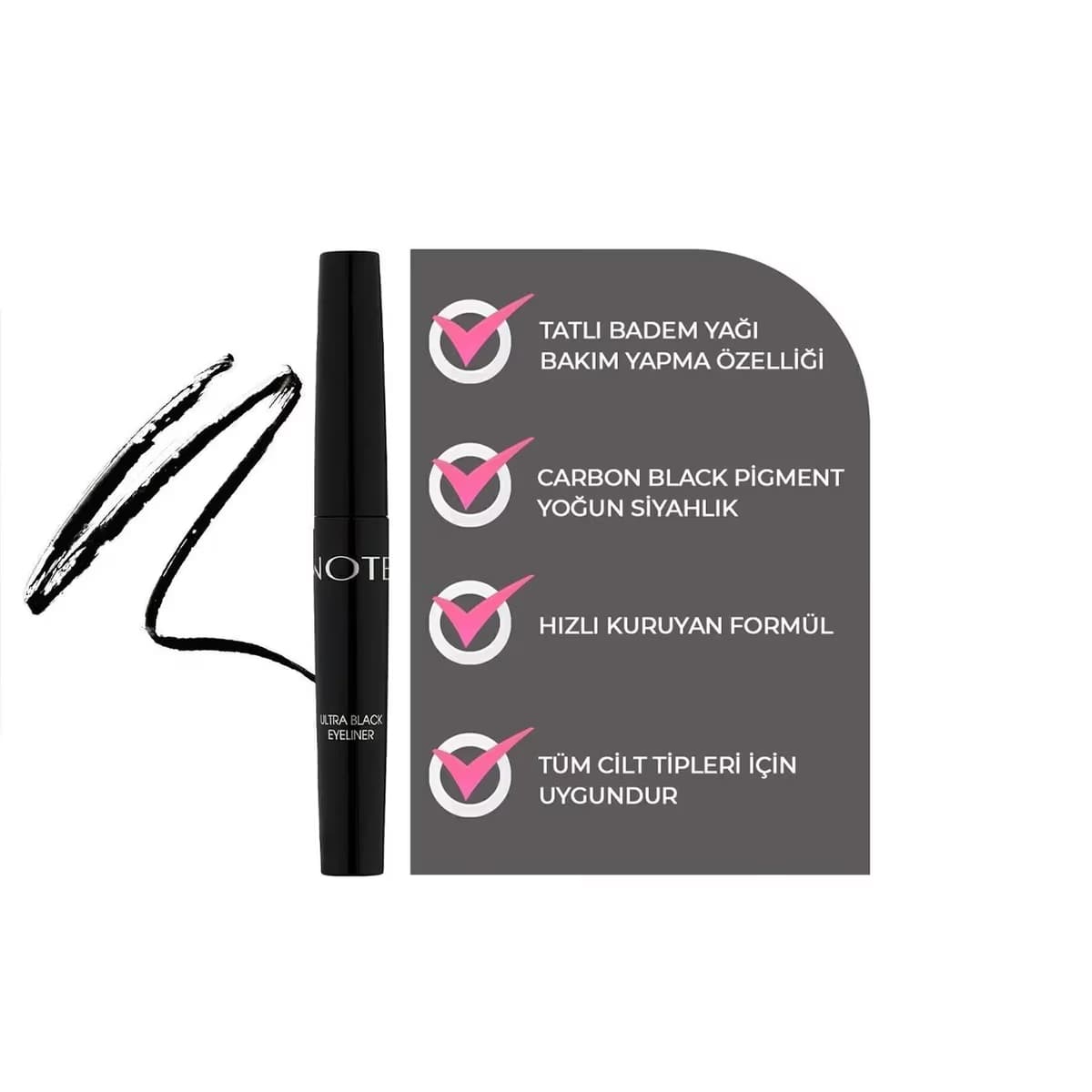 Note Eyeliner Kıl Fırça Uçlu Ultra Black 3