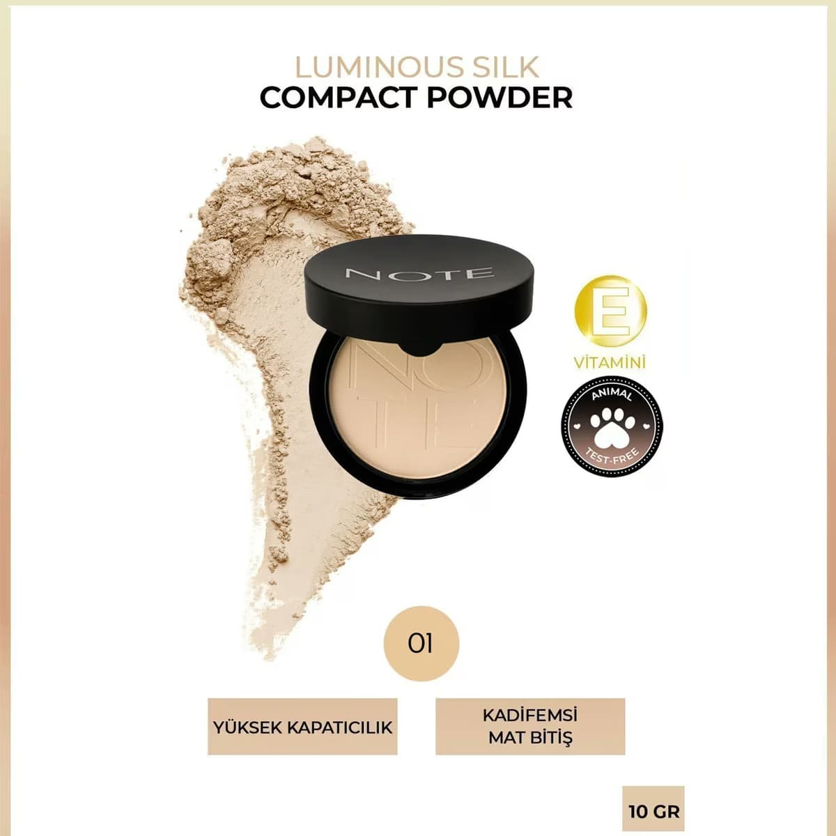 Note Luminous Silk Compact Pudra 01 Beige 2