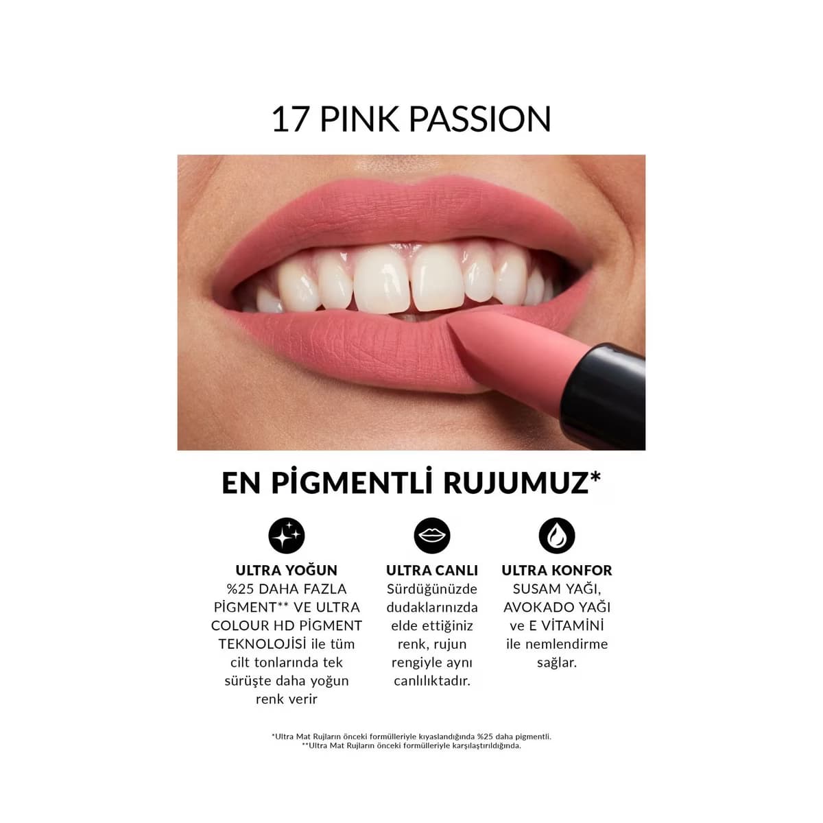Avon Ultra Mat Ruj 17 Pink Passion - Gratis 2