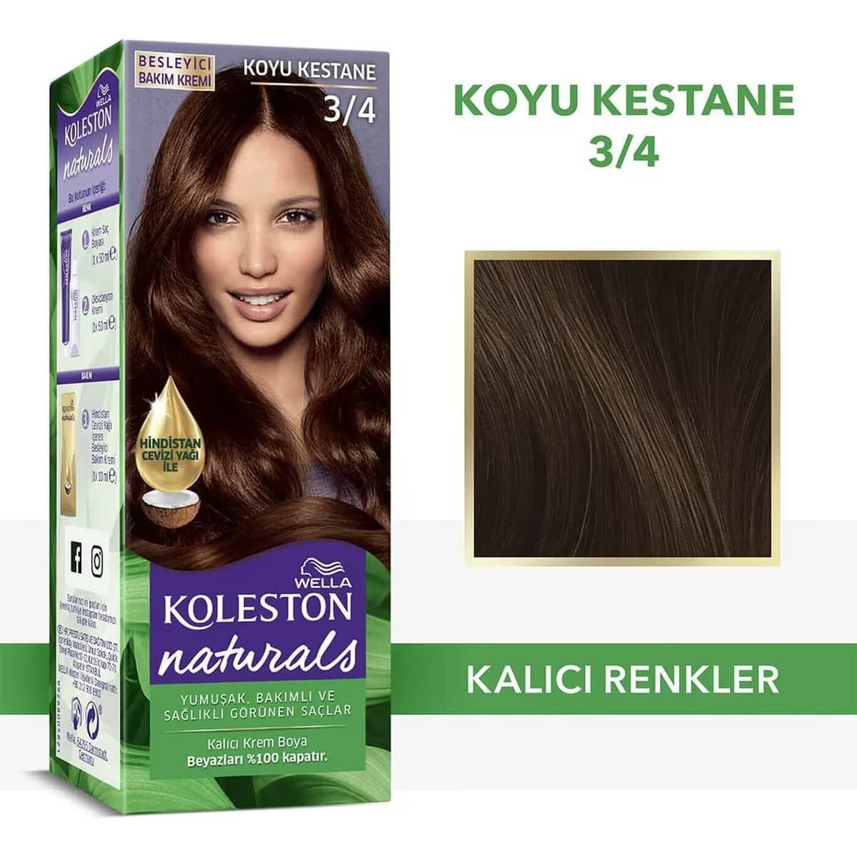 Koleston Naturals Saç Boyası 3/4 Koyu Kestane 2