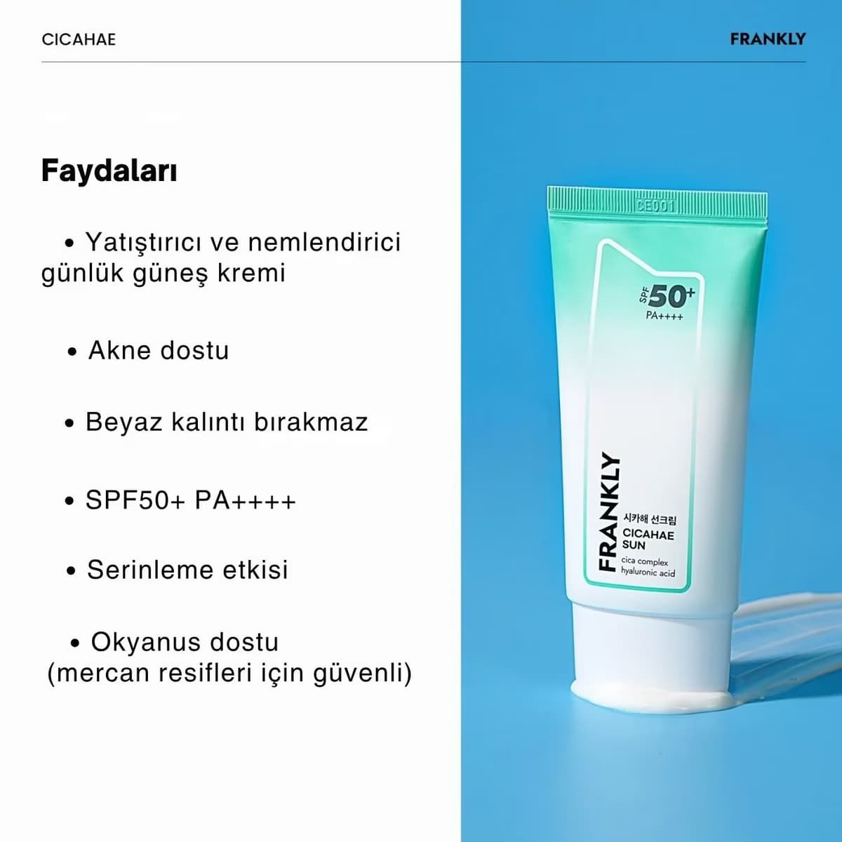 Frankly Cicahae Sunscreen Spf50+ 50 ml 2