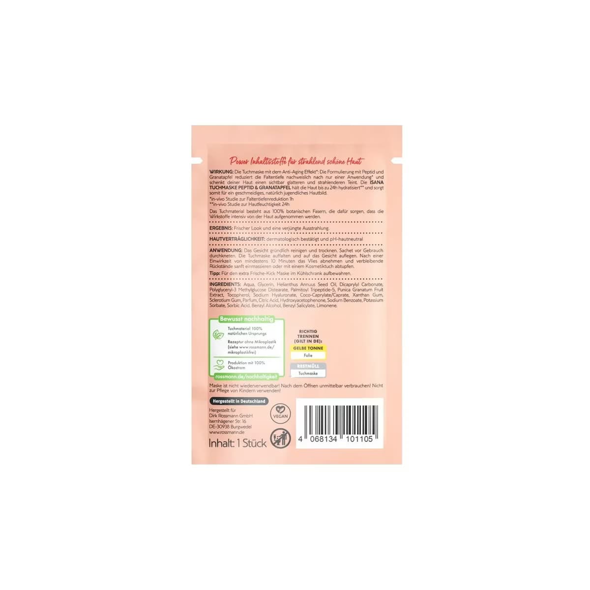 Isana Kağıt Maske Peptit&Nar 2