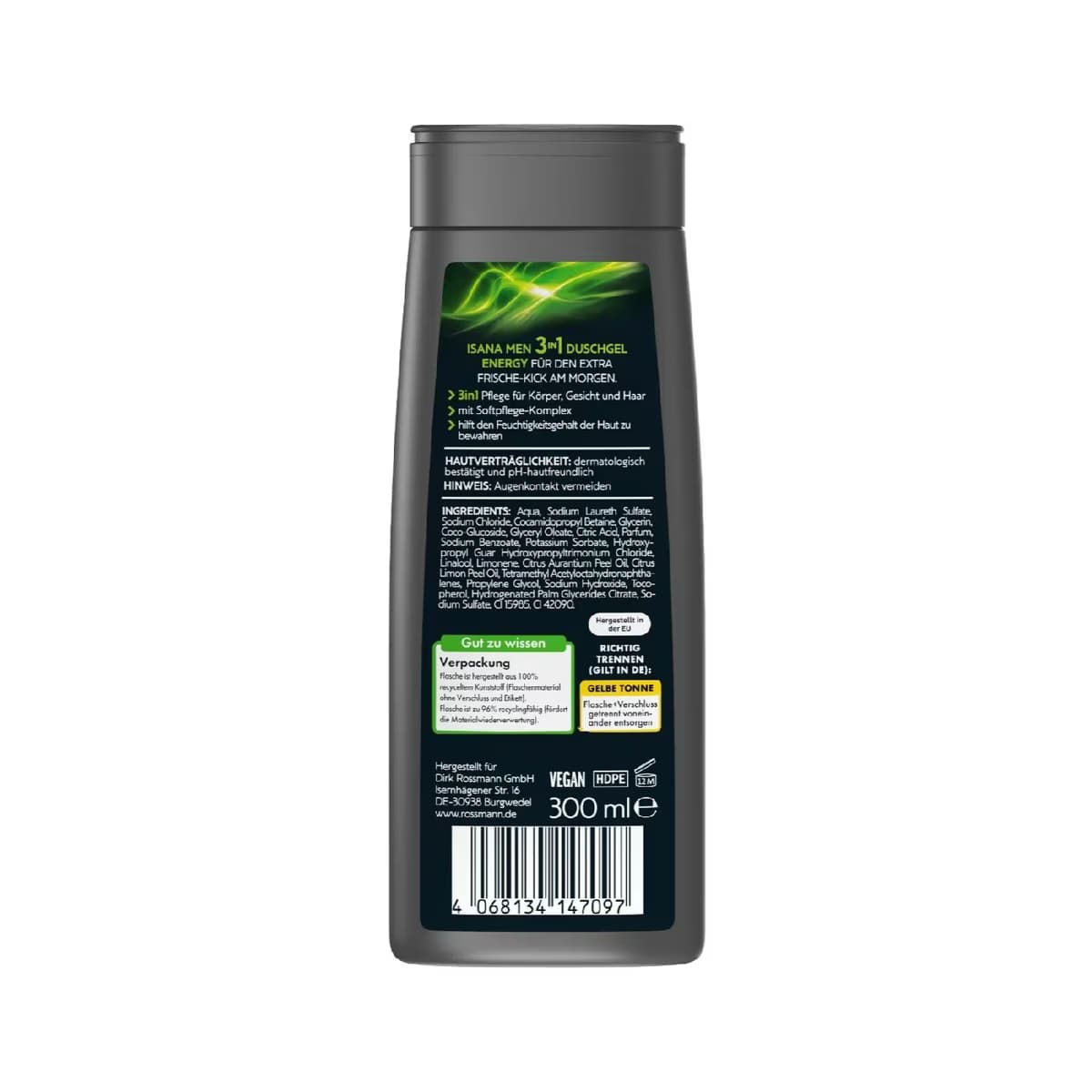 Isana Men Duş Jeli 3in1 Energy 300 ml 2