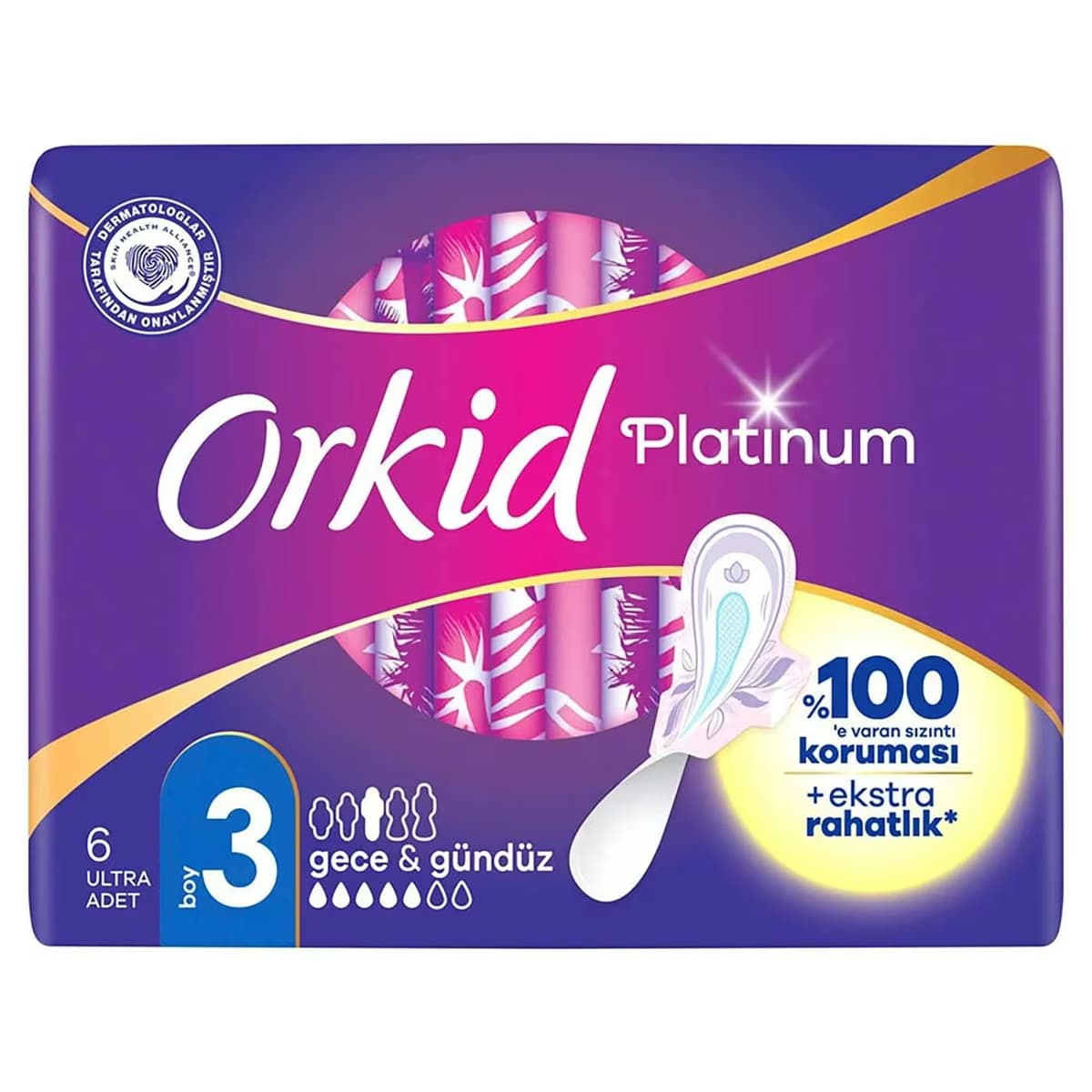 Orkid Hijyenik Ped Platinum Gece 6'lı 2