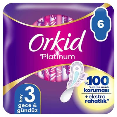 Orkid Hijyenik Ped Platinum Gece 6'lı