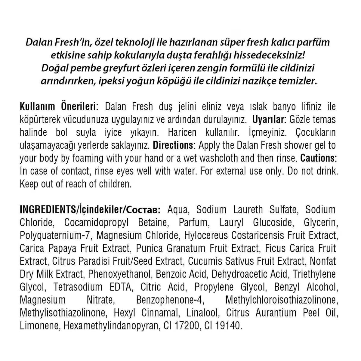 Dalan Fresh Duş Jeli Pembe Greyfurt 450 ml 2