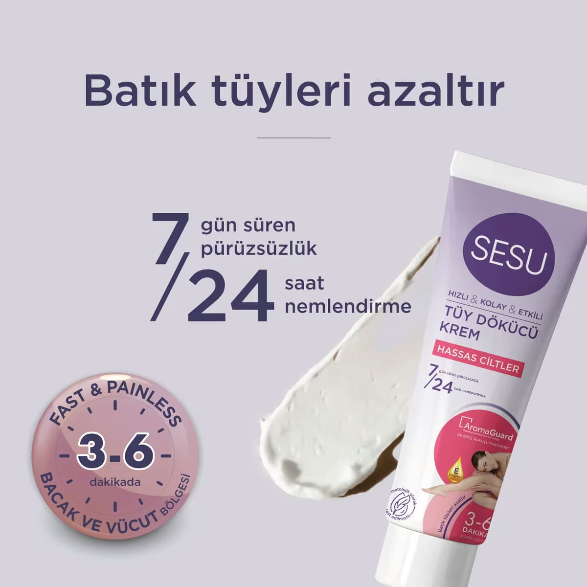 Sesu Tüy Dökücü Krem Hassas 100 ml 5
