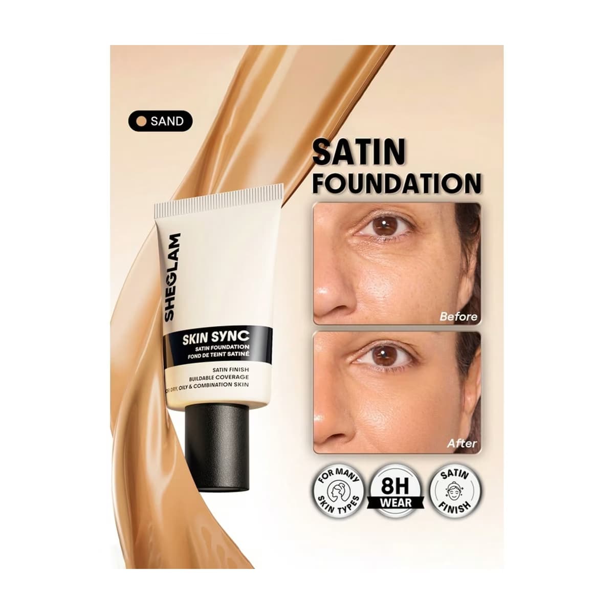 Sheglam Tube Foundation Fondöten Sand 2