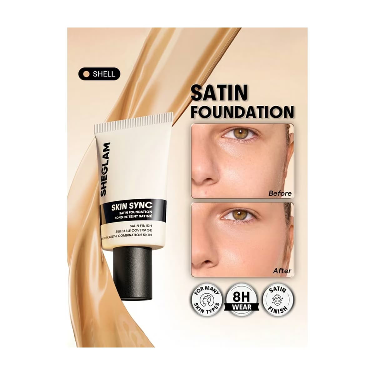 Sheglam Tube Foundation Fondöten Shell 2