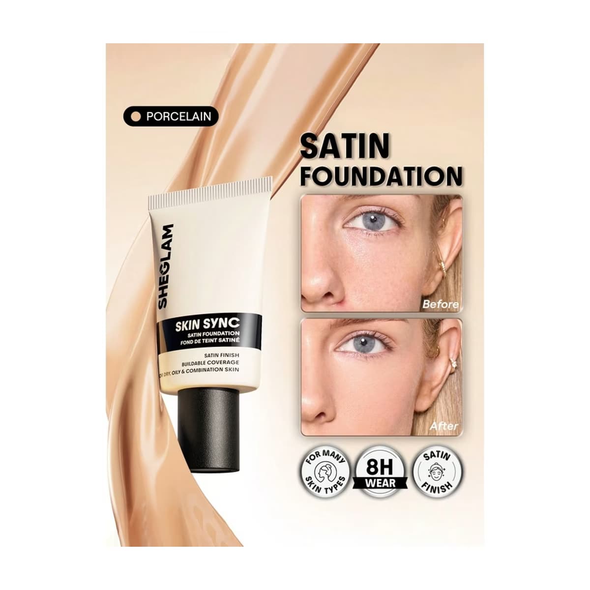 Sheglam Tube Foundation Fondöten Porcelain 2