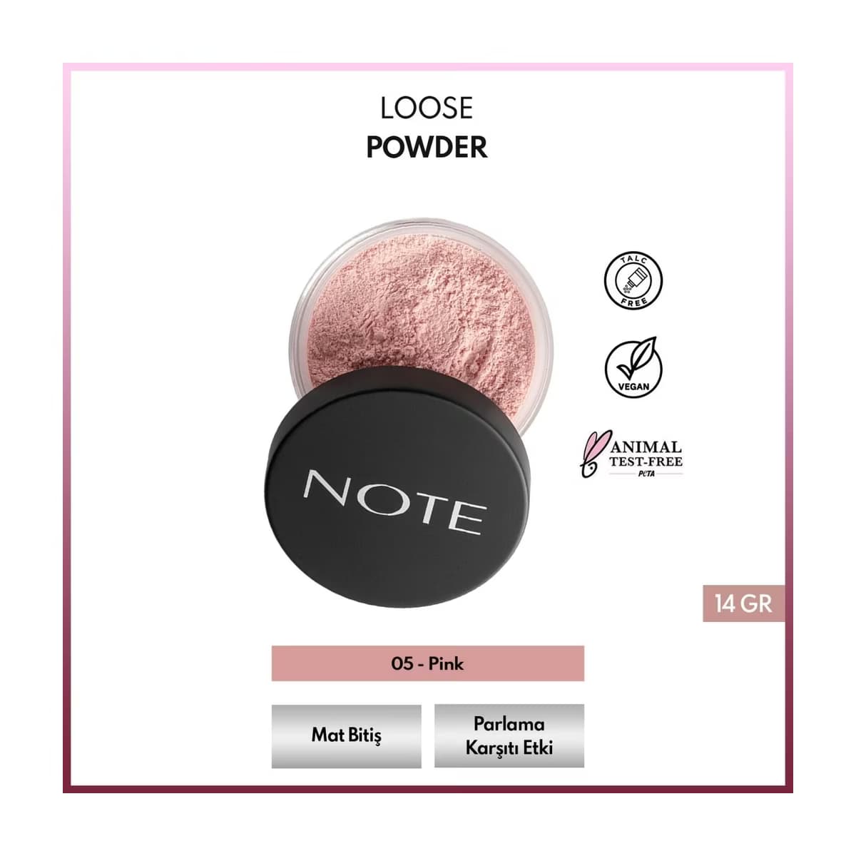 Note Pink Loose Powder Pudra Pembe