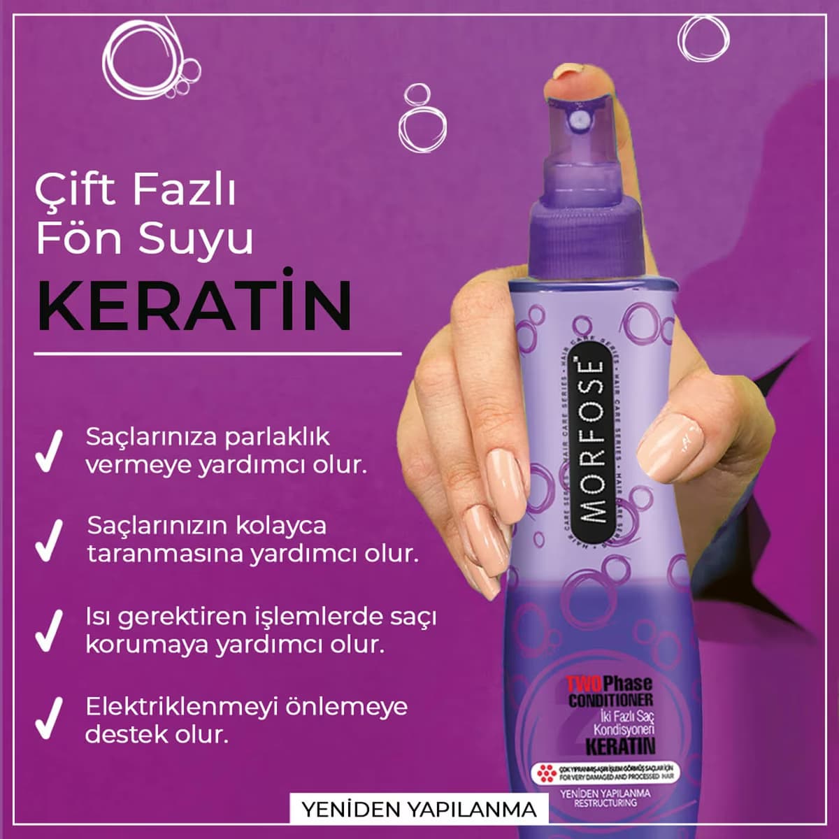 Morfose Keratin Çift Fazlı Fön Suyu 240 ml 3