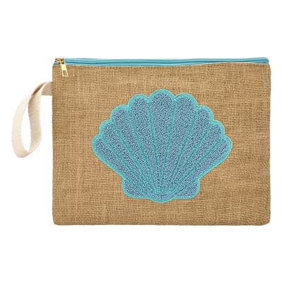 Eklips Deniz Kabuğu Nakışlı Jüt Clutch Çanta