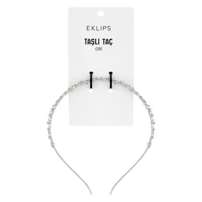 Eklips Taşlı Taç Gri