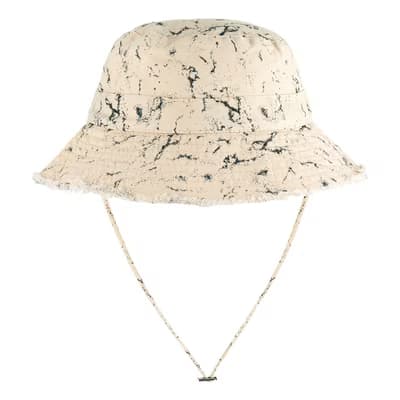 Eklips Karalama Desen Bej Bucket Şapka