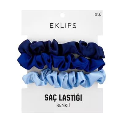 Eklips Saten 3'lü Lastik Toka Mavi