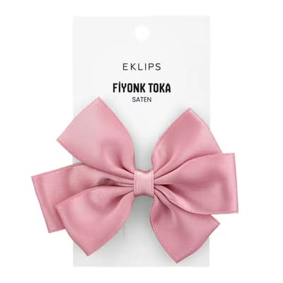 Eklips Saten Fiyonk Kurdele Toka Toz Pembe