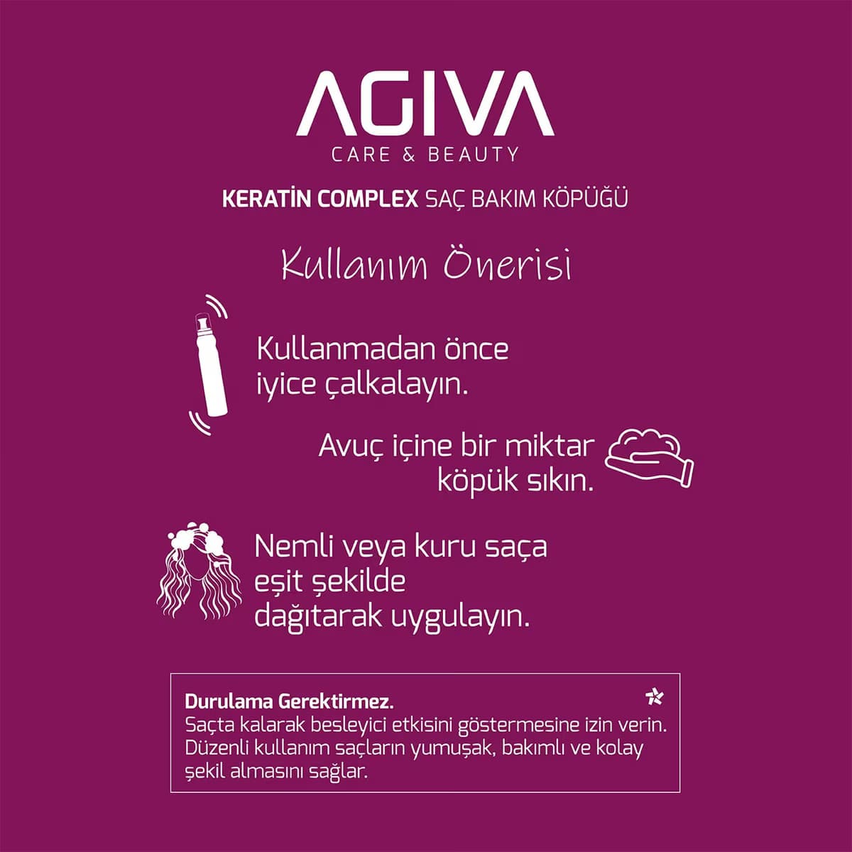 Agiva Saç Köpüğü UV ve Isı Koruyucu 200 ml 2