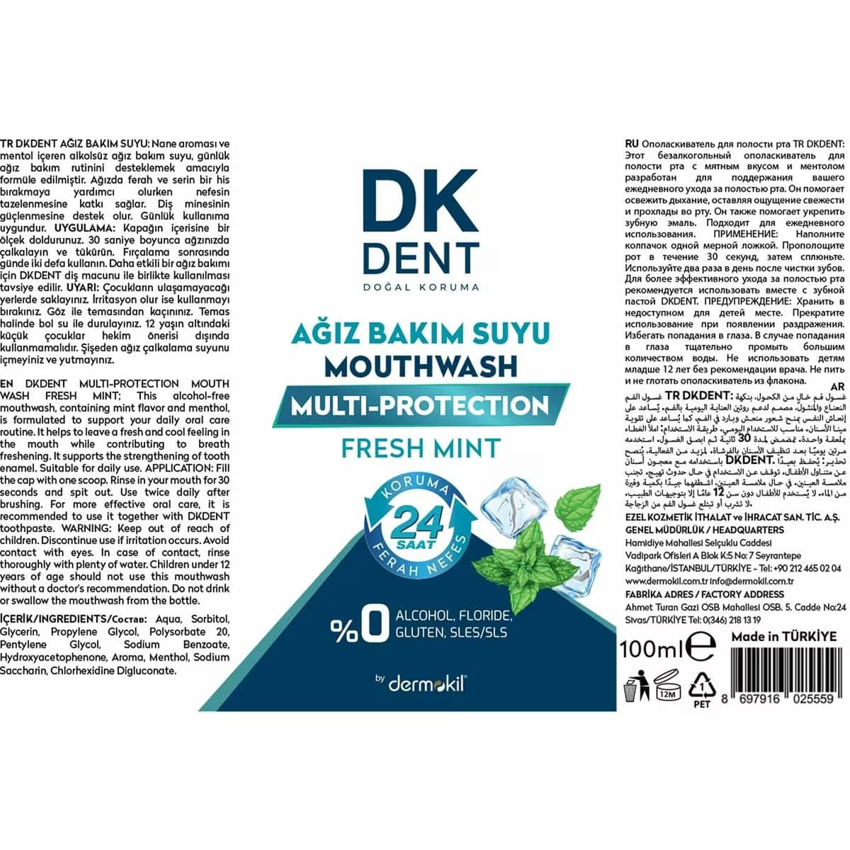 Dk Dent Ağız Bakım Suyu Nane Özlü 100 ml 5
