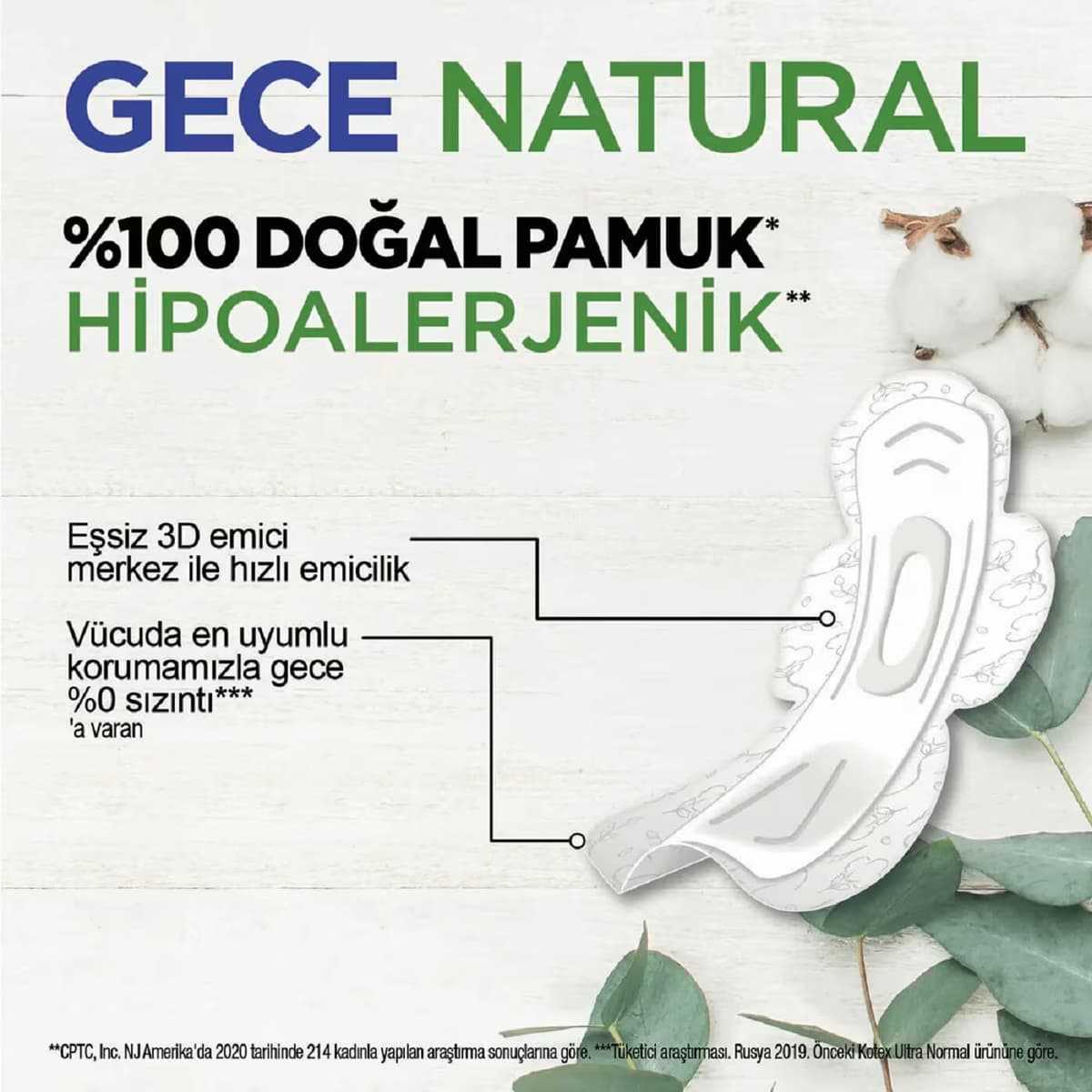 Kotex Natural Hijyenik Ped Ultra, Gece 14'lü 2