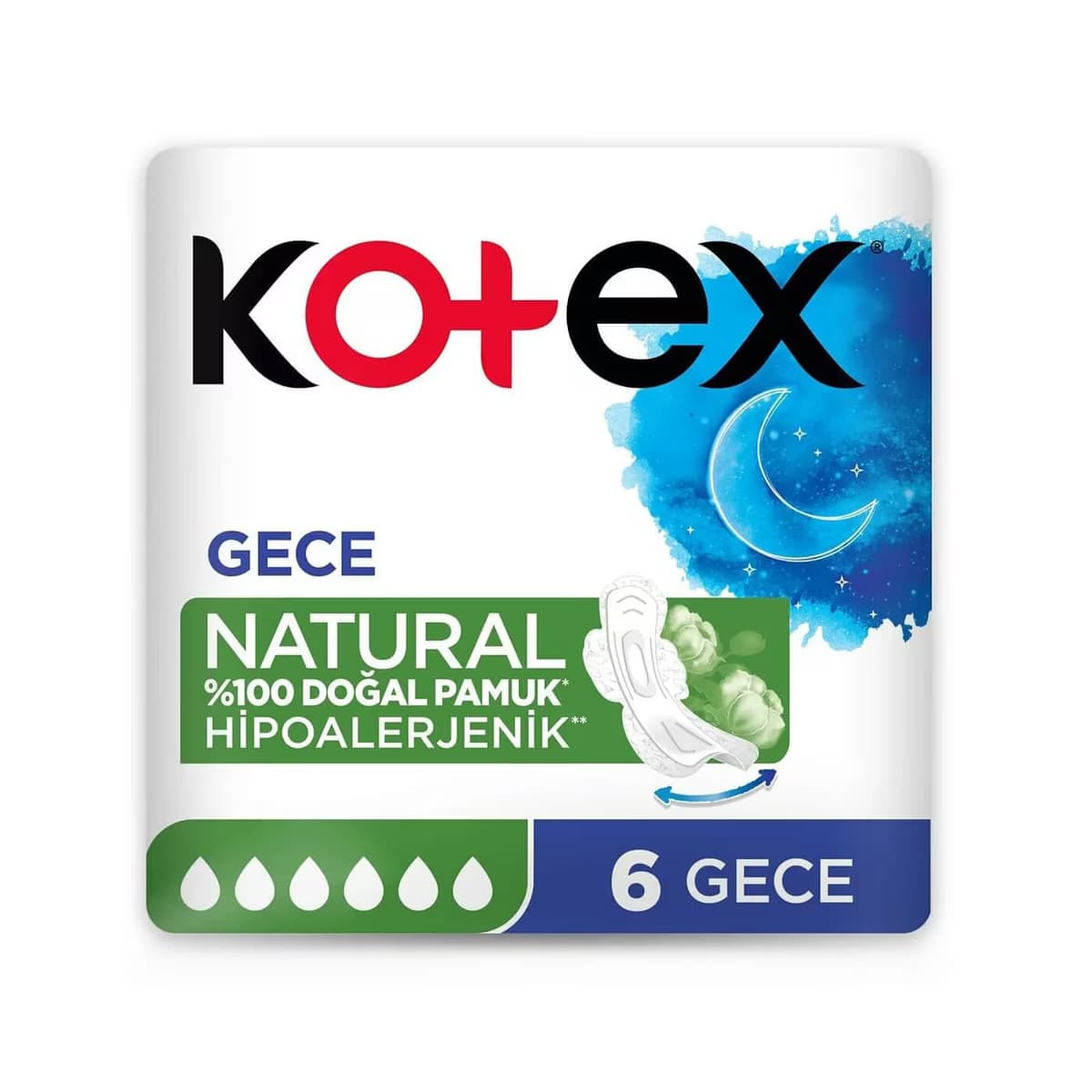 Kotex Natural Hijyenik Ped Ultra, Gece 6'lı 2