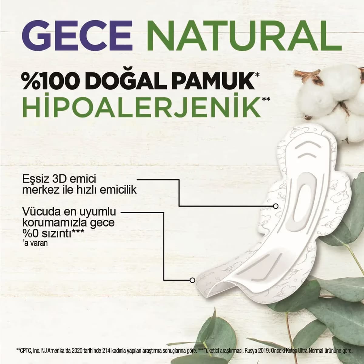 Kotex Natural Hijyenik Ped Ultra, Gece 6'lı 3