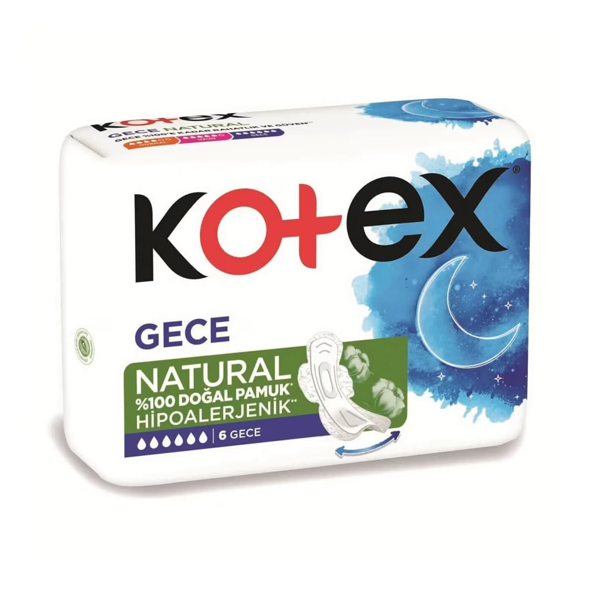 Kotex Natural Hijyenik Ped Ultra, Gece 6'lı