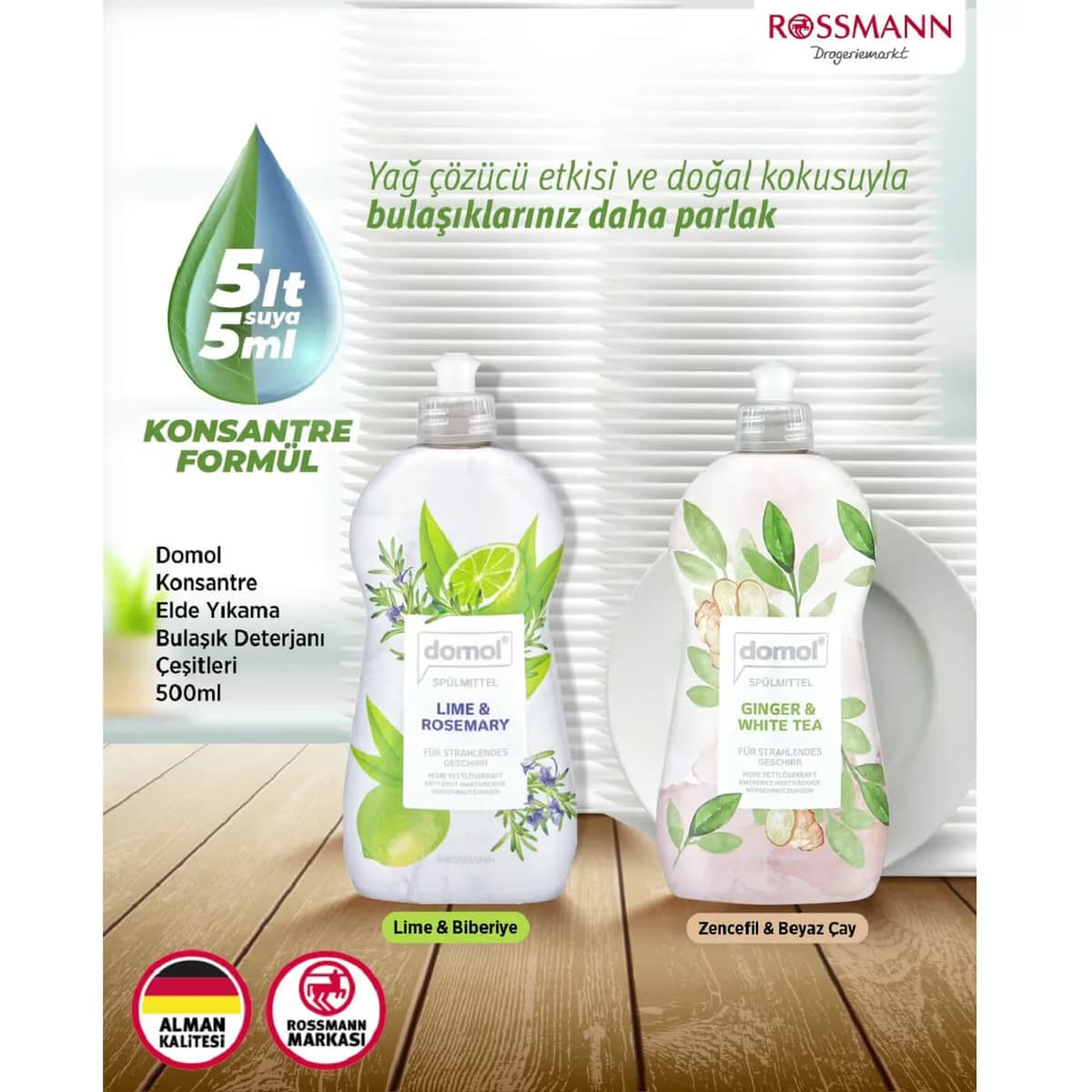 Domol Bulaşık Deterjanı Lime&Biberiye 500 ml 2
