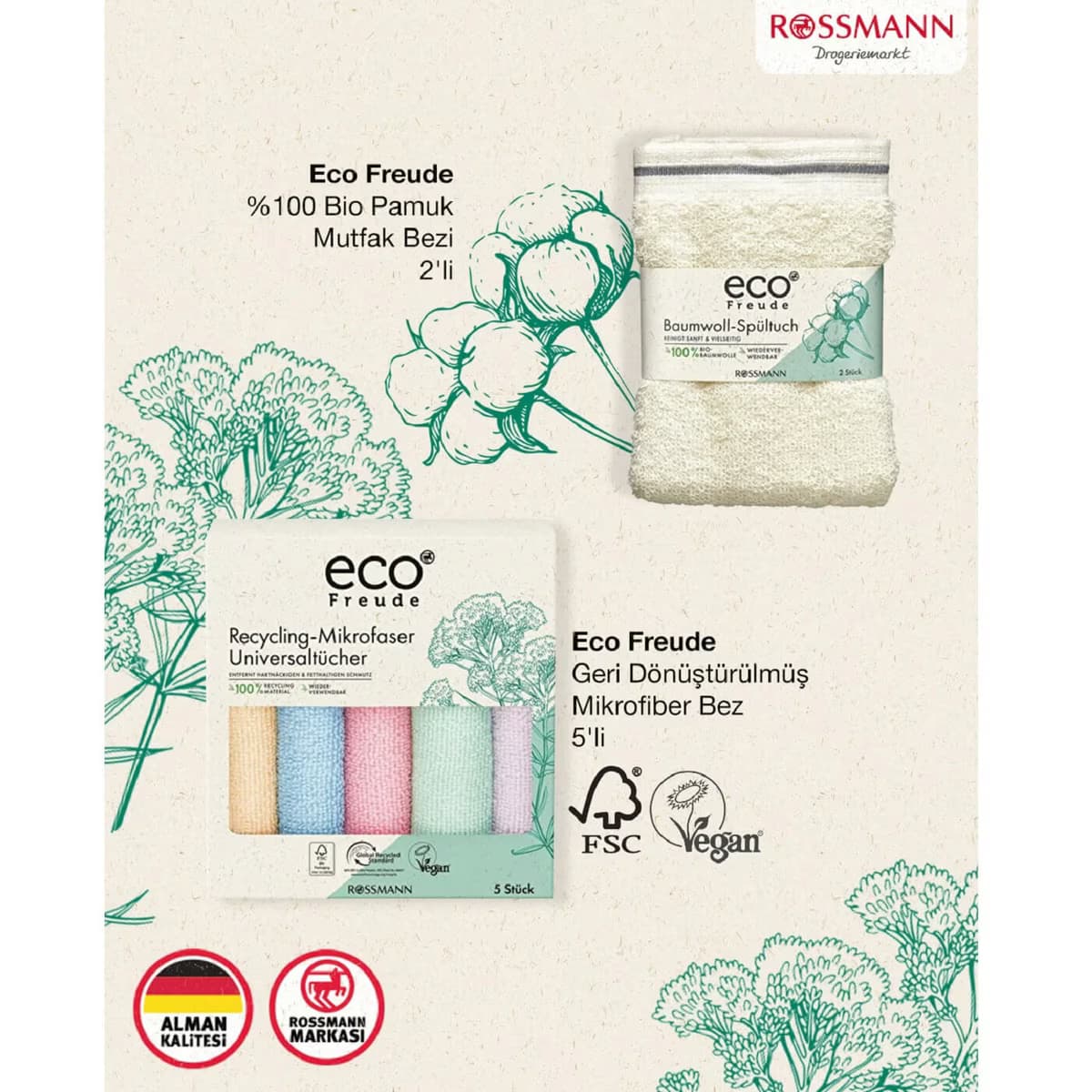 Eco Freude Mutfak Bezi %100 Bio Pamuk 2'li 2