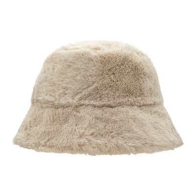 Eklips Bej Peluş Bucket Şapka - Gratis