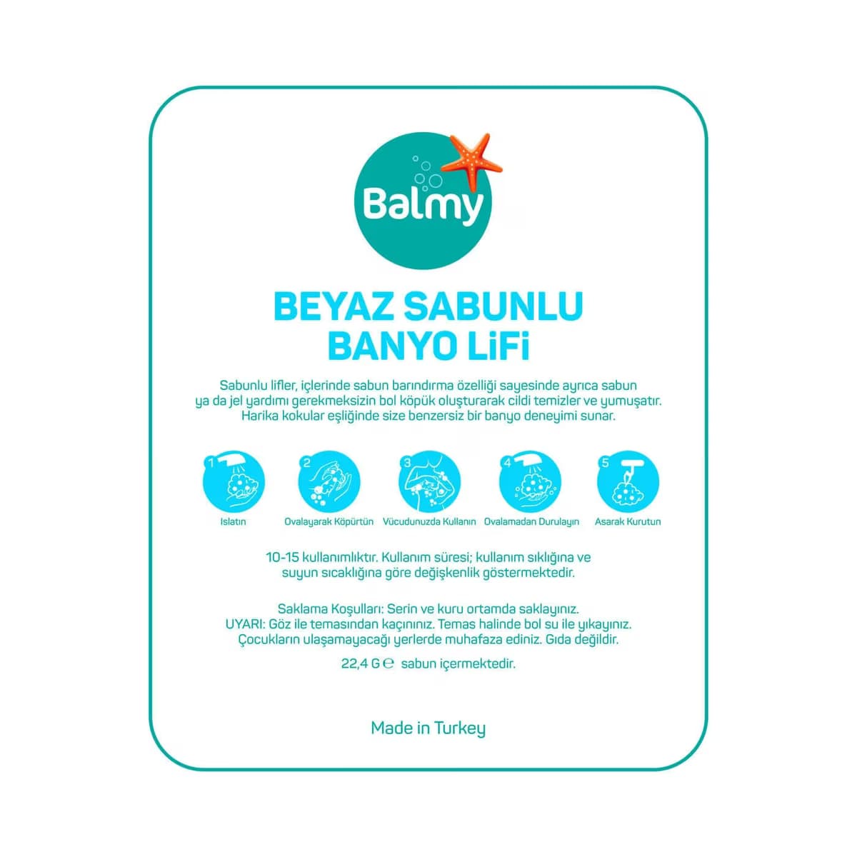 Balmy Sabunlu Banyo Lifi Beyaz Sabun 1 adet 5
