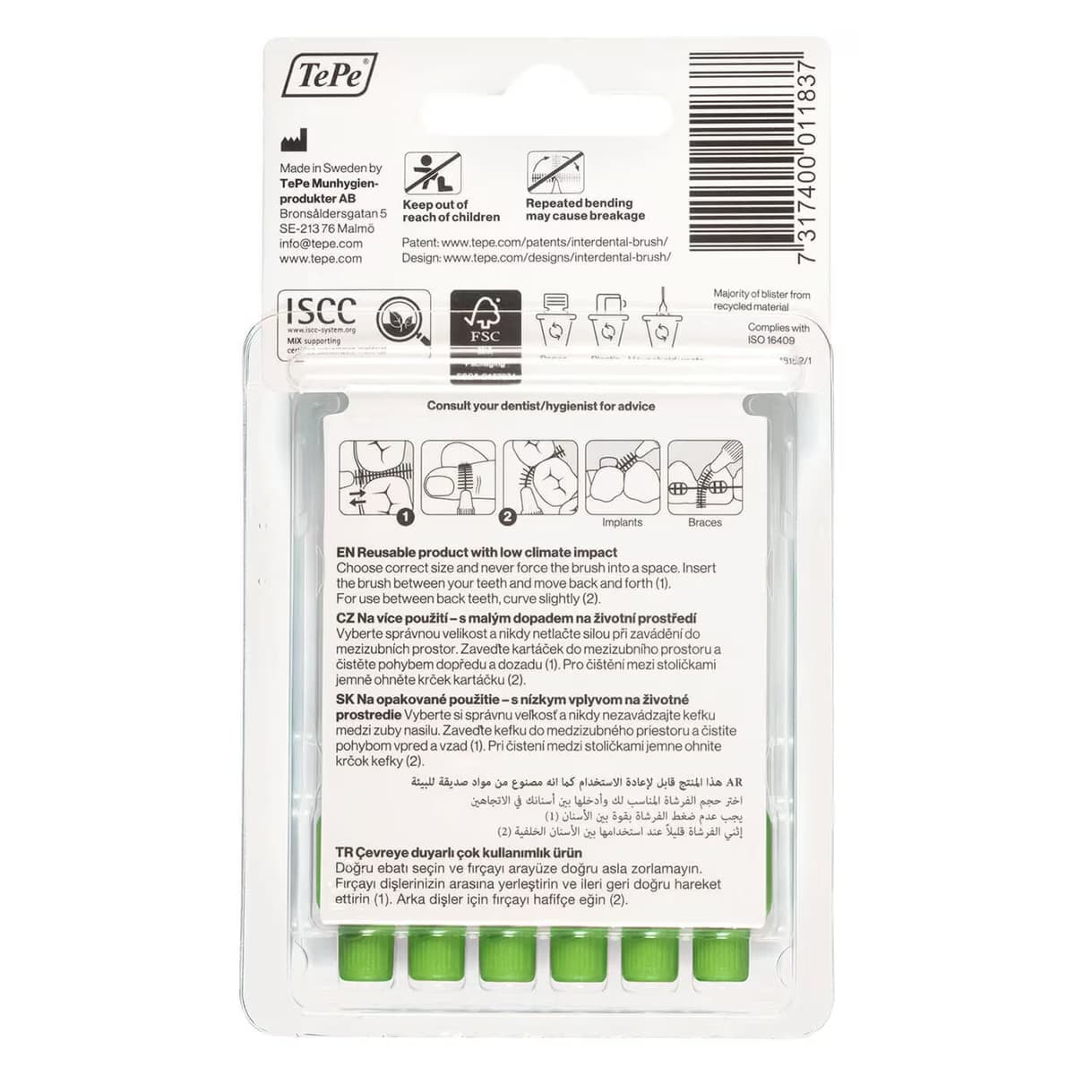 Tepe Arayüz Fırçası Blister 0.8 mm Yeşil 6'lı 2