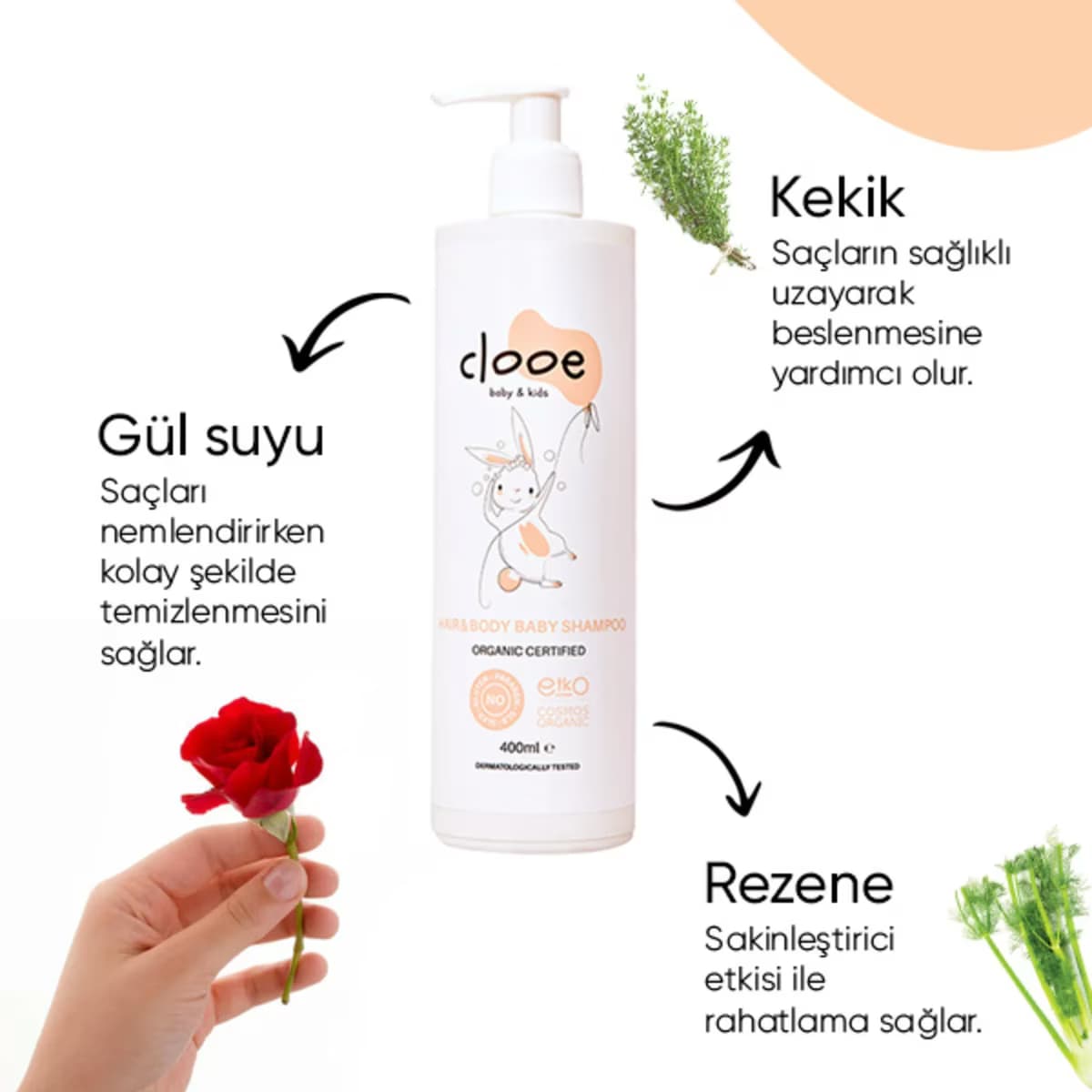 Clooe Bebek Şampuanı Organik 400 ml 5