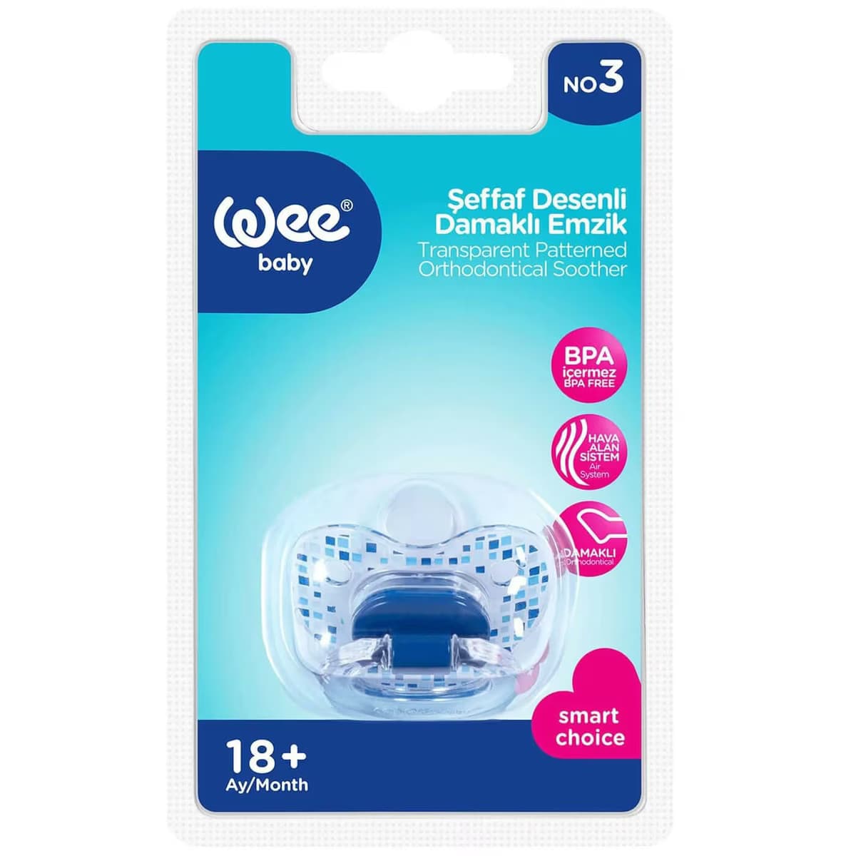 Wee Baby Şeffaf Desenli Damaklı Emzik No:3 2
